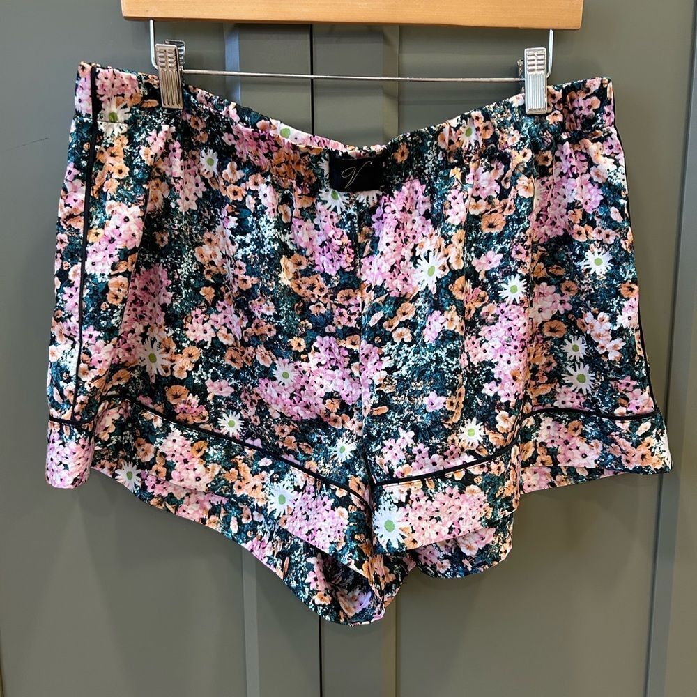 Victoria’s Secret Black Floral Satin Pajama Shorts